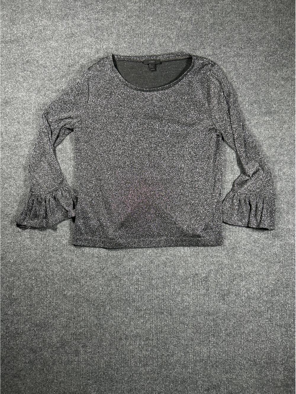 J. Crew Women's Metallic Long Sleeve Top with Ruffle Sleeves